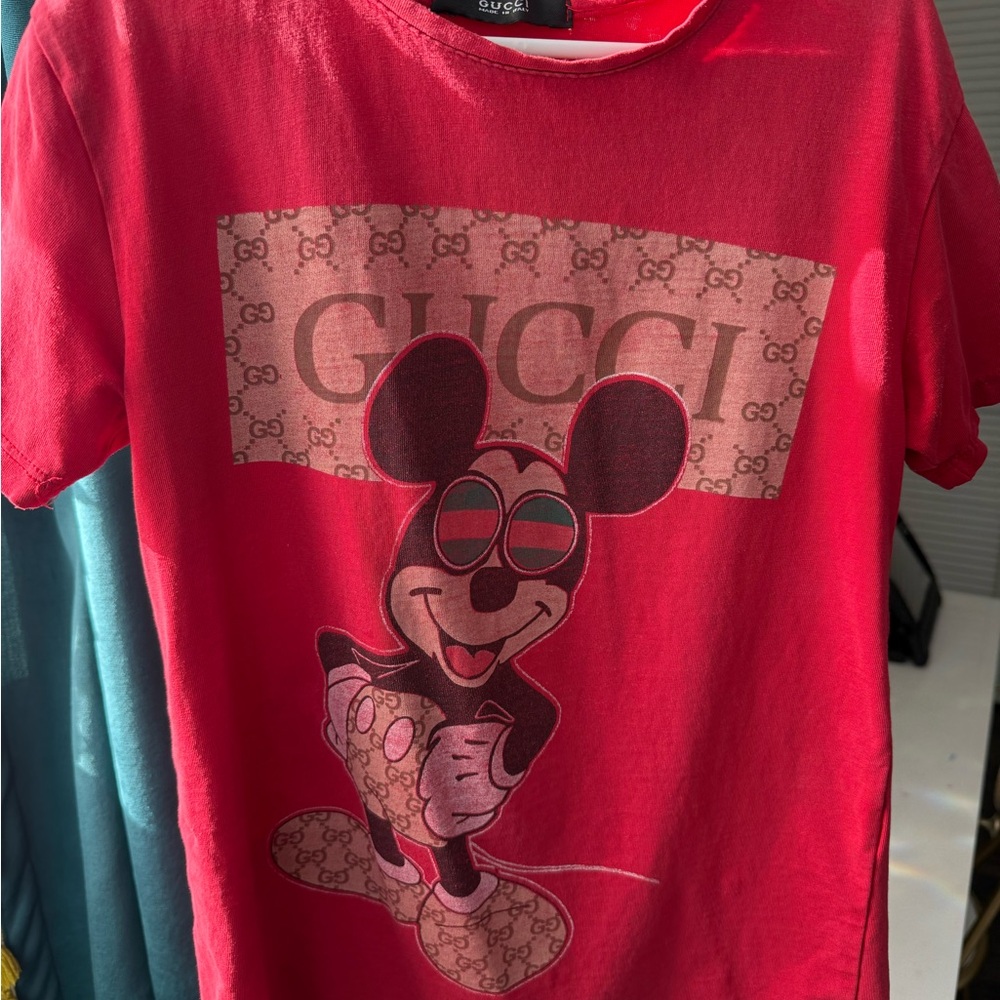 Gucci Kids Red Tee with Cartoon Character